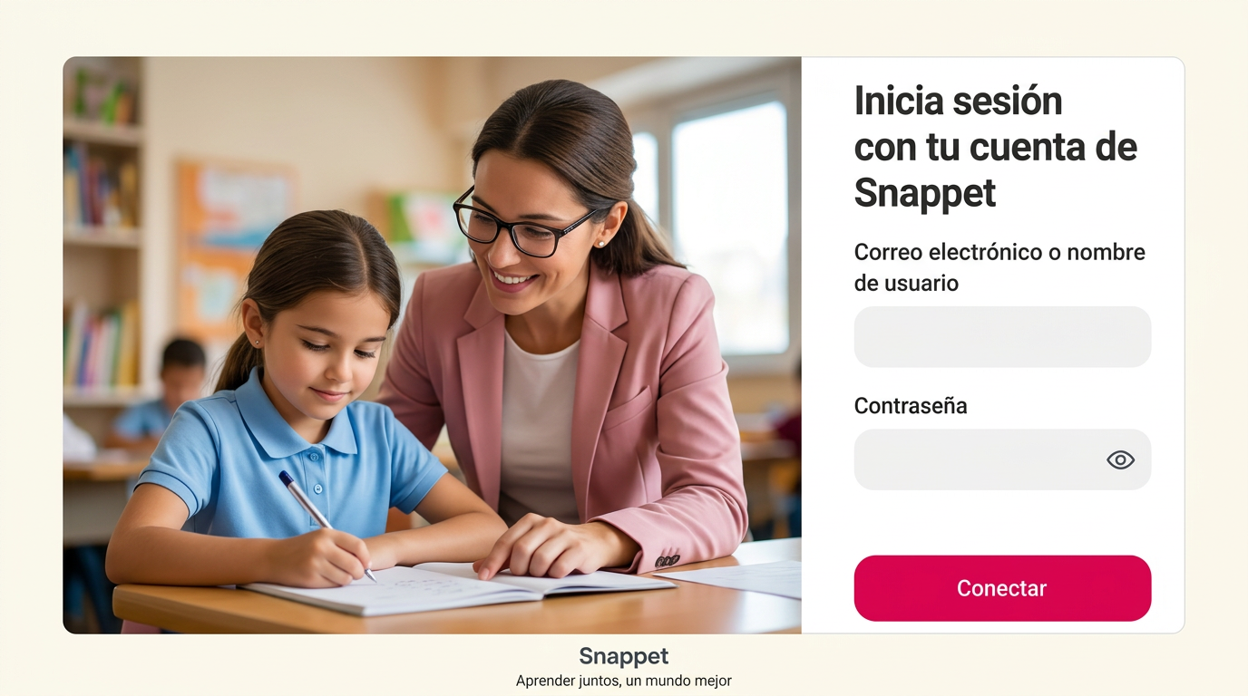 Captura de la pantalla de inicio de sesión de Snappet, con los campos de usuario y contraseña.